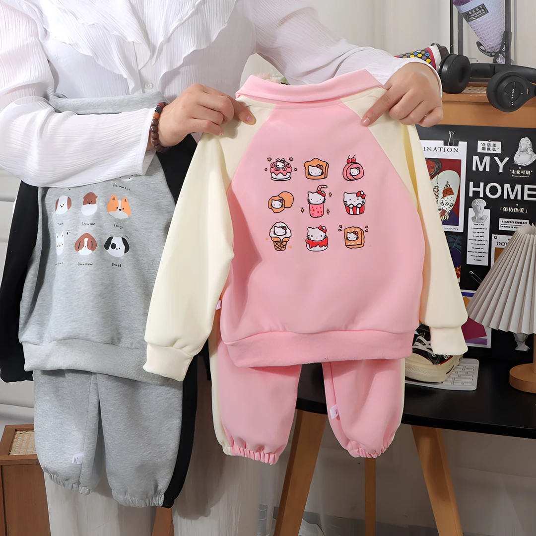 【两件装】新款儿童卫衣套装男女童卫衣两件套印花可爱休闲百搭洋气
