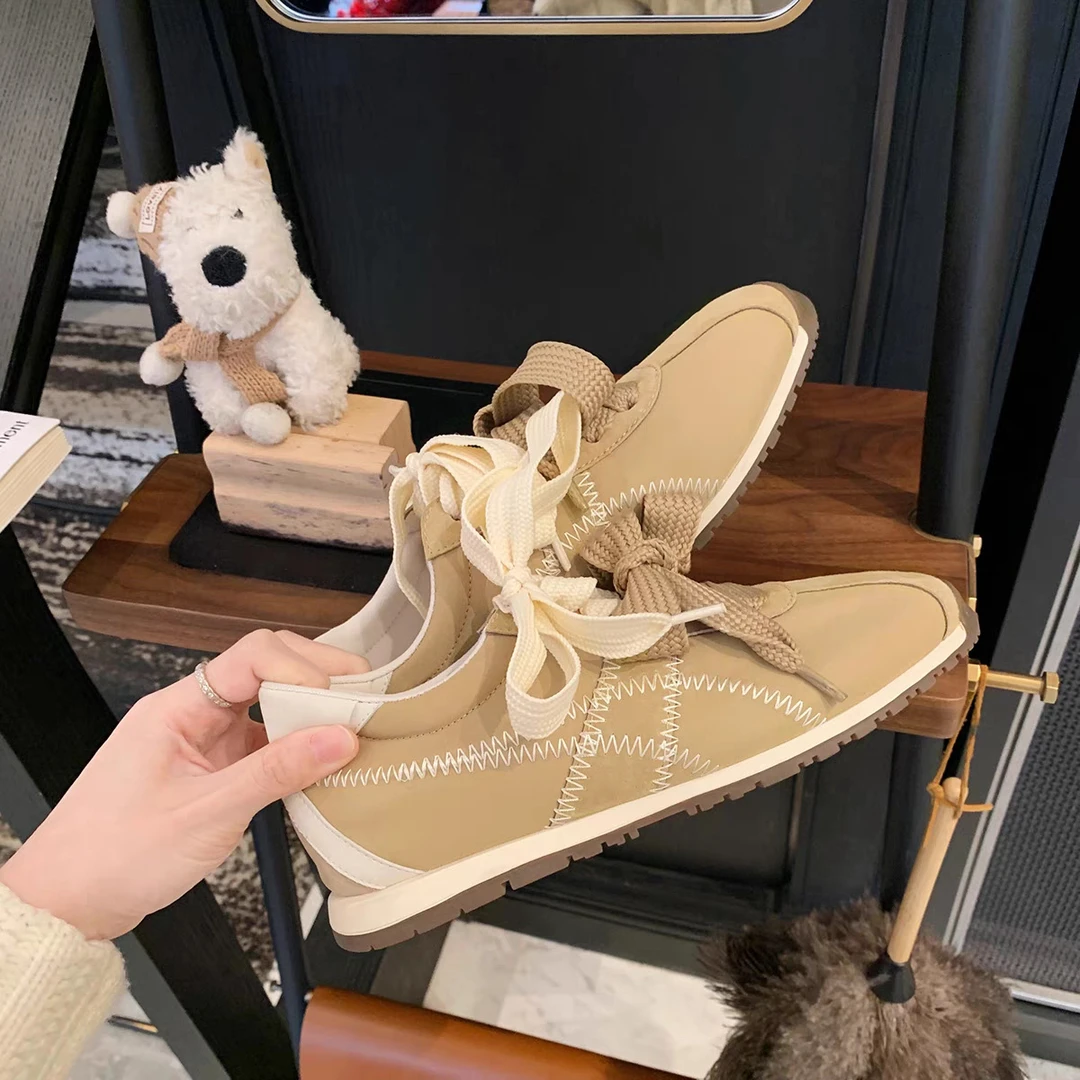 葡萄妈studiolee芭蕾风双鞋带德训鞋新款内增高小众鞋百搭板鞋女