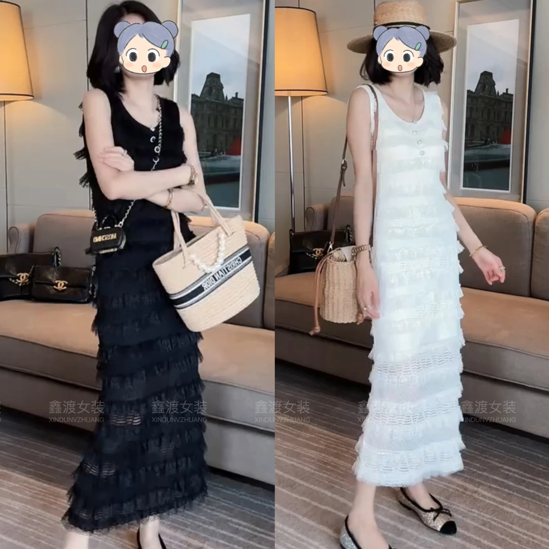 2025春夏新款时尚显瘦气质女士网红洋气连衣裙百搭款D6997