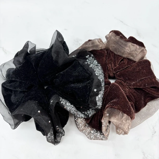 L179/L402黑夕洛流沙满天星新款发圈日韩女波西米亚甜美发绳发圈