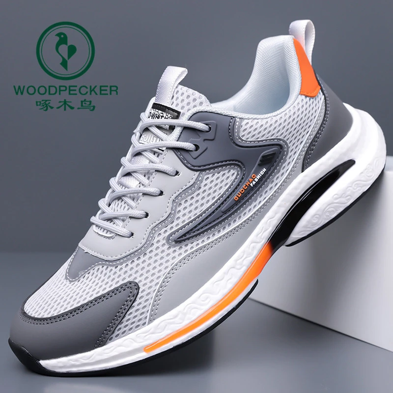 啄木鸟男鞋运动鞋夏季软底透气轻薄网面跑步鞋男士防滑轻便休闲鞋