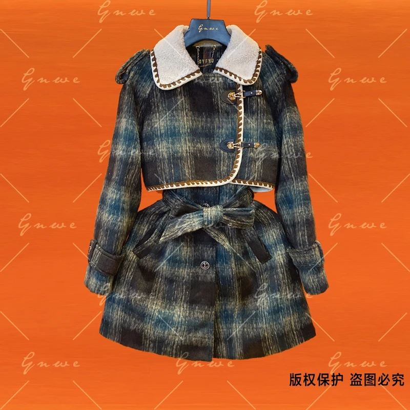 【私人定制】秋冬高奢格子时尚气质洋气翻领外套  G105