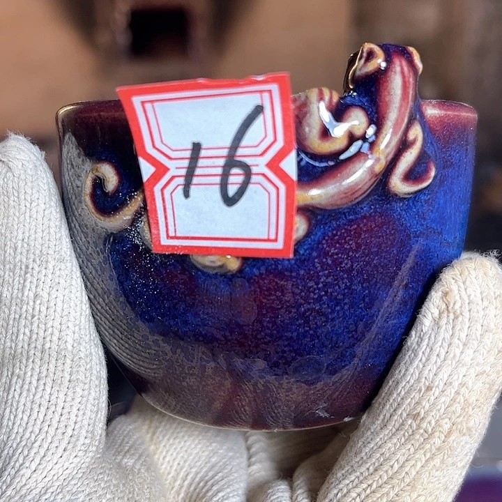 清***人瓷片钧瓷手工艺品杯子