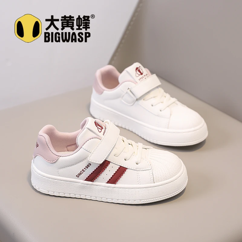 大黄蜂女童板鞋防滑2025春秋季女孩6-12岁潮款贝壳头儿童鞋子软底