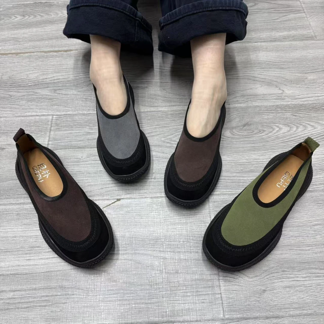 8052-1一脚蹬单鞋平底复古通勤浅口单鞋时尚软底轻便夏季舒适低帮
