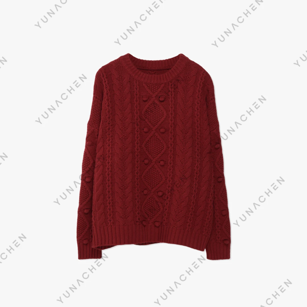 菠萝宝宝yuna【清桃】ZL28 宽松立体绞花可爱套头针织衫女918-26100