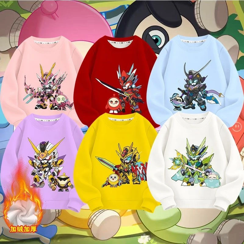 男女童蛋仔派天火麒麟机甲对2025新款儿童秋冬卫衣加绒圆领上衣