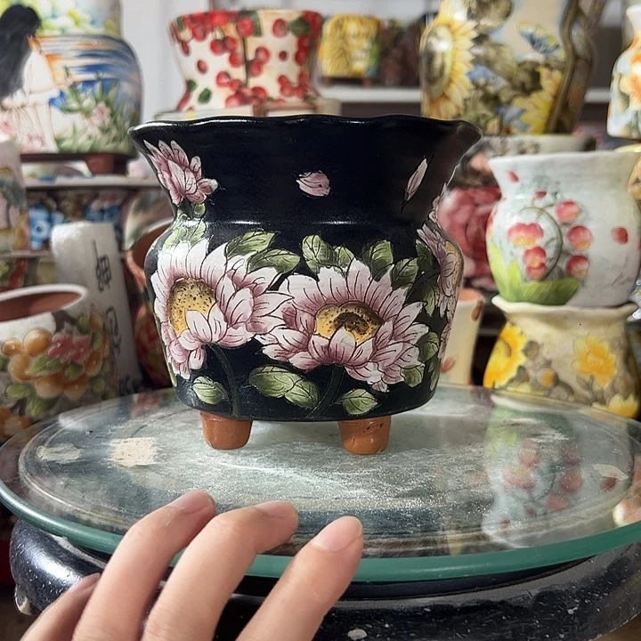景德镇手绘花盆满38包邮偏远地区除外