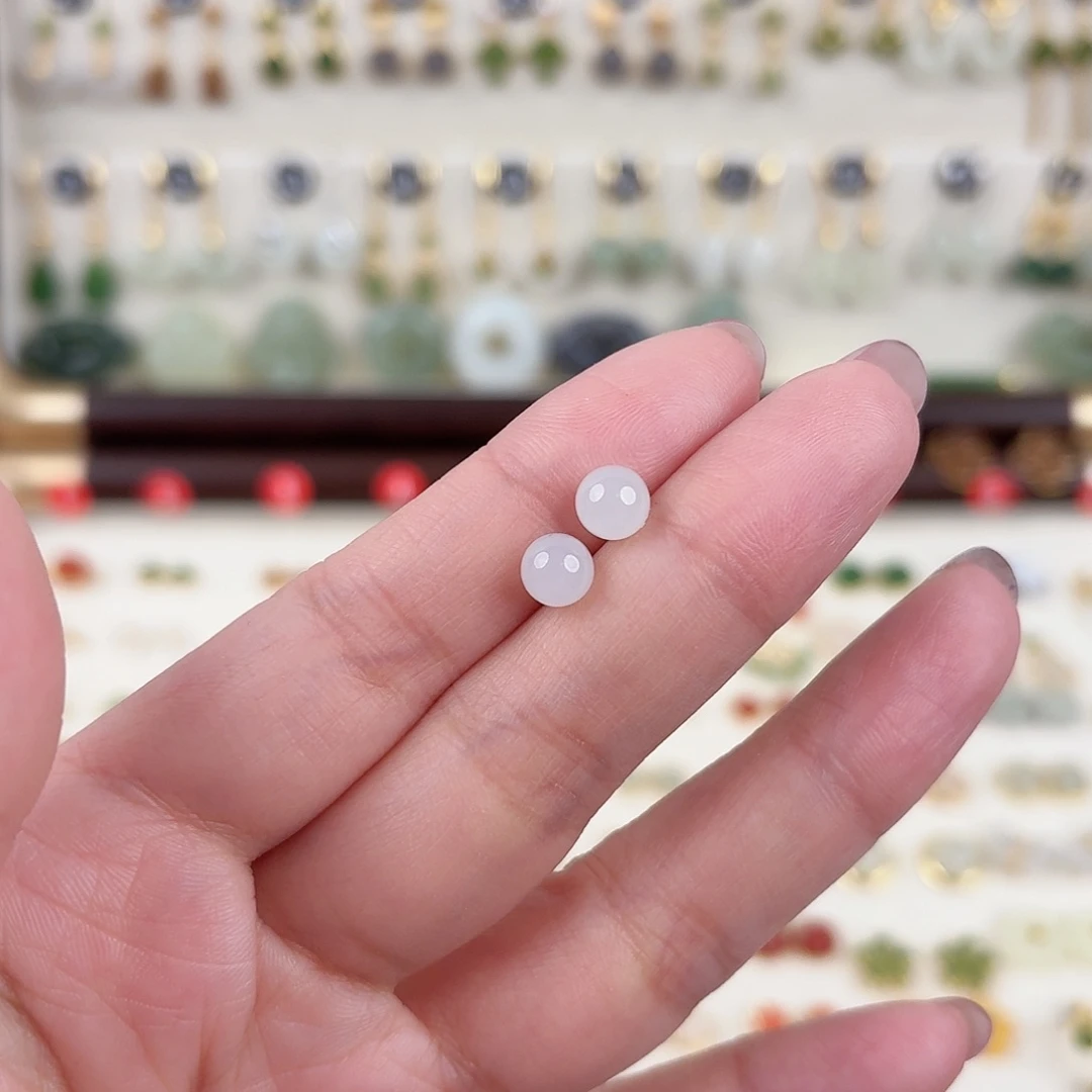 银S925镶嵌和田玉耳饰