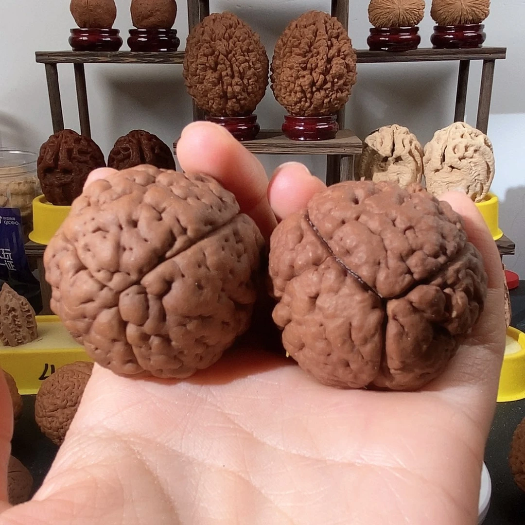 文玩核桃把件三瓣脑纹金刚练手不退不换4449