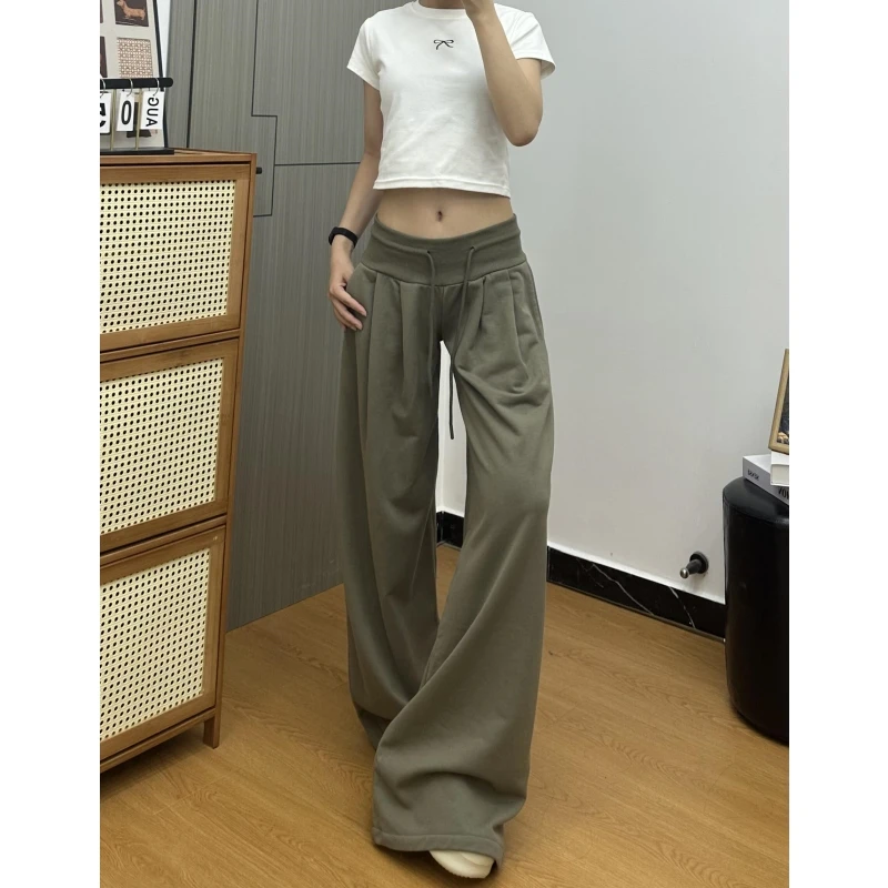 裤长112cm加长版高个子美式抽绳休闲裤女高腰宽松显瘦拖地阔腿裤