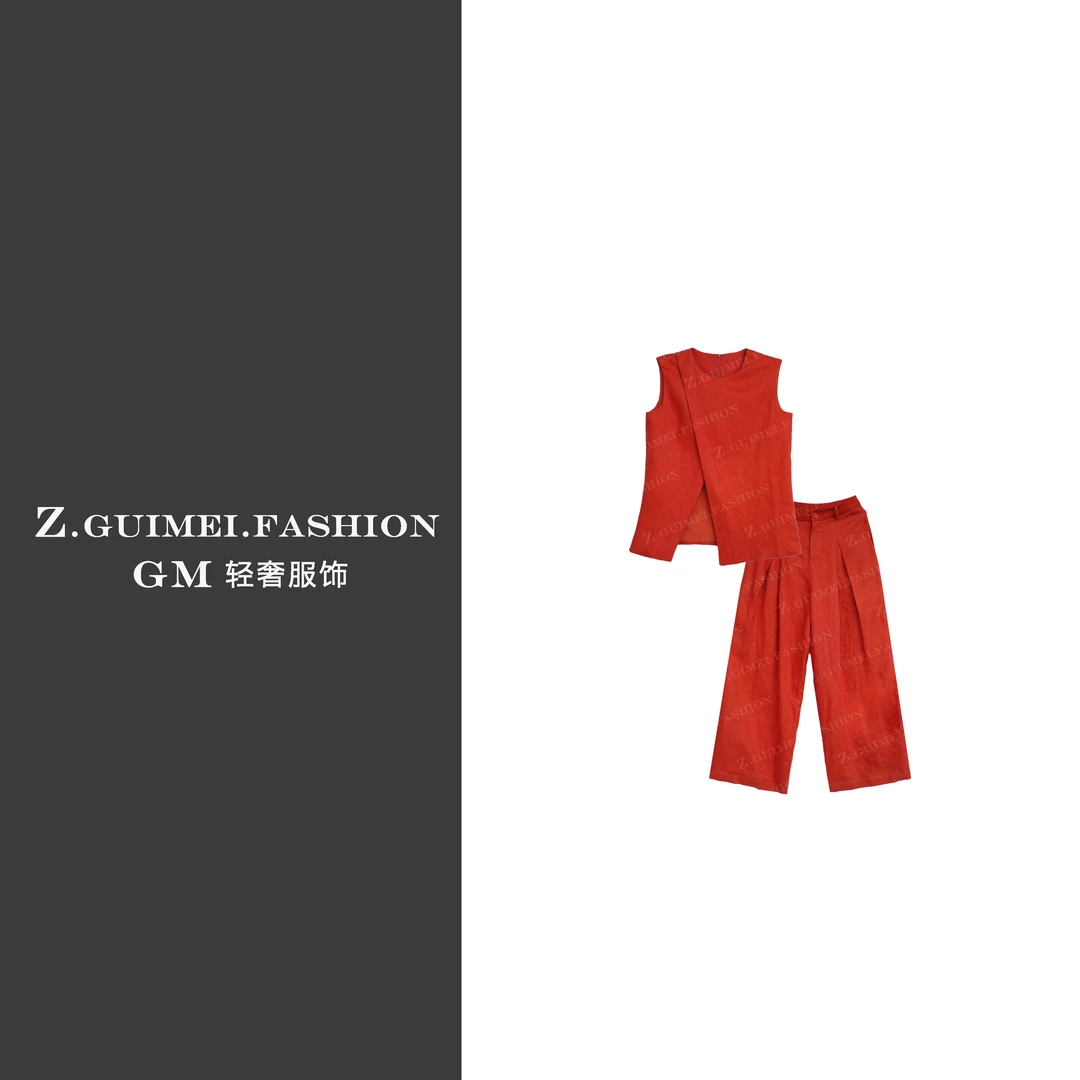 【肆姐高定】设计师款无袖下开叉套装XY2756