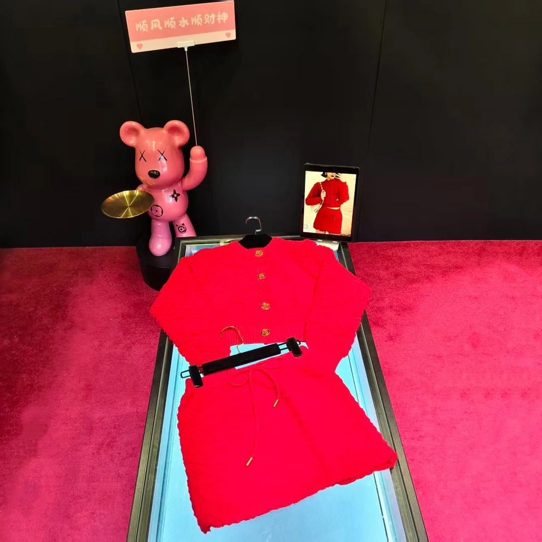 +282 新款时尚秋季套装红色气质女士轻奢