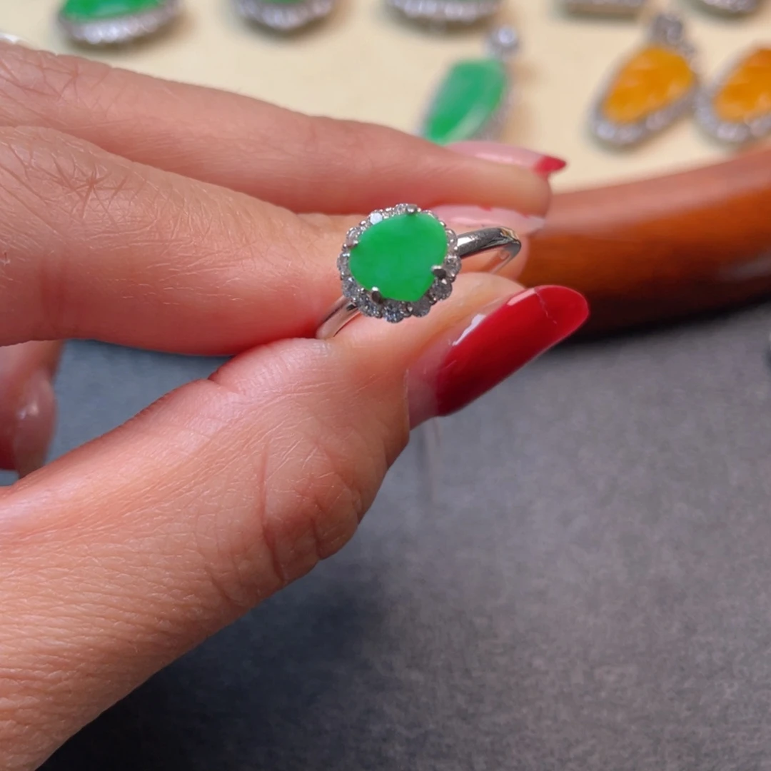 翡翠吊坠(不含链)银S925镶嵌戒指