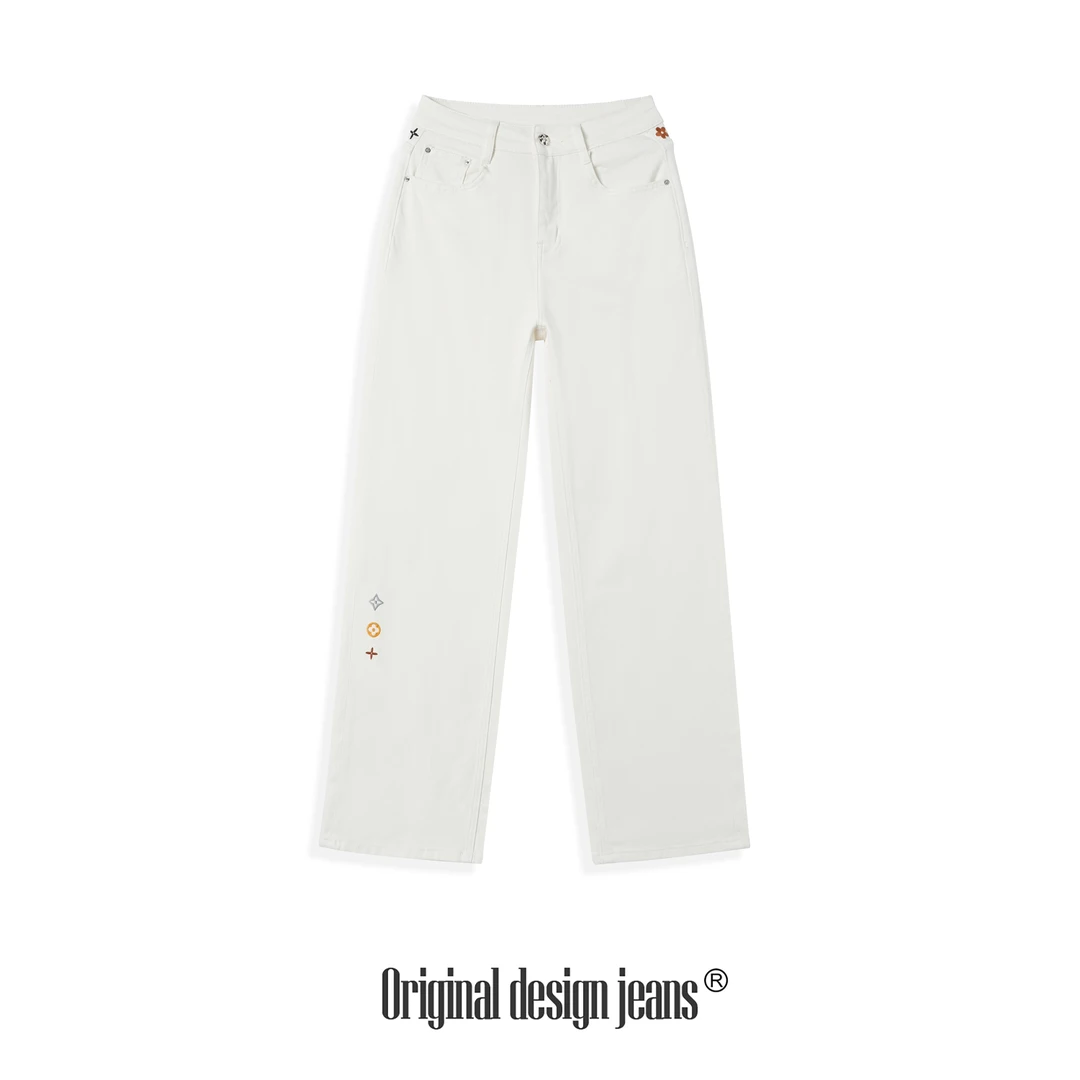 【CLOTHING/原创设计】“白牛战袍”双生老花彩色刺绣直筒裤98952
