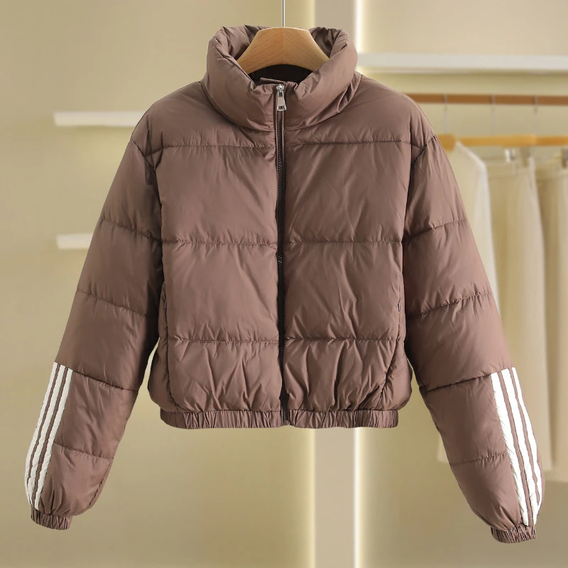 【伍莎-自营】条纹立领短款羽绒服#VZ148H026