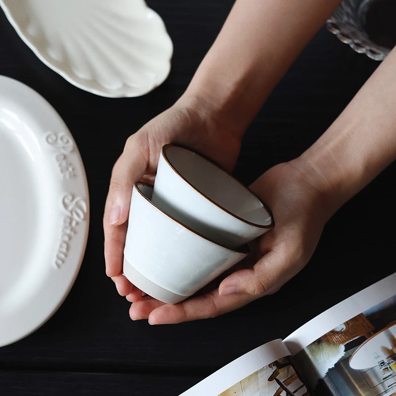 【瑕疵】3.5英寸棕边白迷你碗 2只装 9×5.6cm 145ml