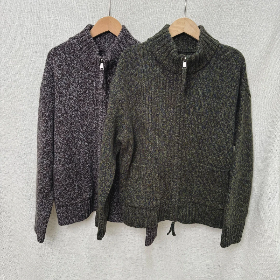 Yun Shen-「不扎的100绵羊毛毛衣」双拉链毛衣开衫外套百搭休闲5126