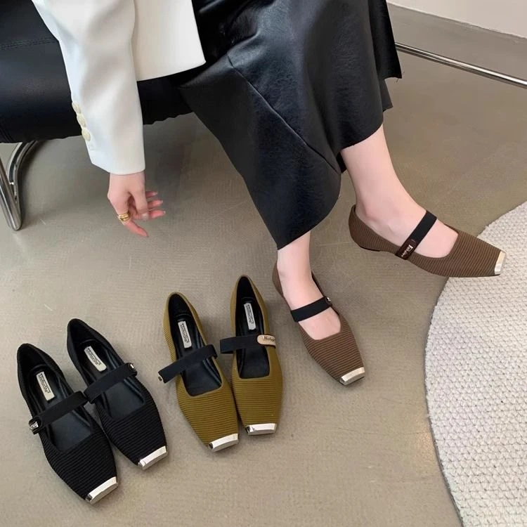 内方头浅口乐福豆豆鞋2025年春季新款复古百搭平底工作单鞋女