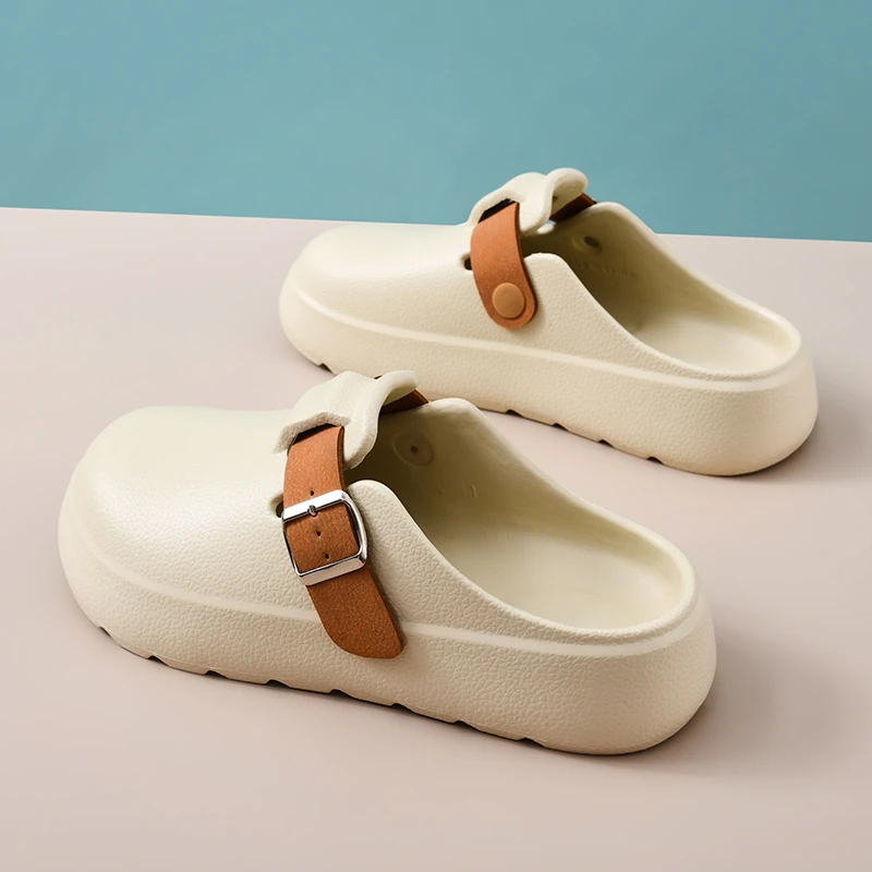 勃肯鞋女夏季2025新款外穿厚底防滑包头半拖鞋海边沙滩一脚蹬凉拖