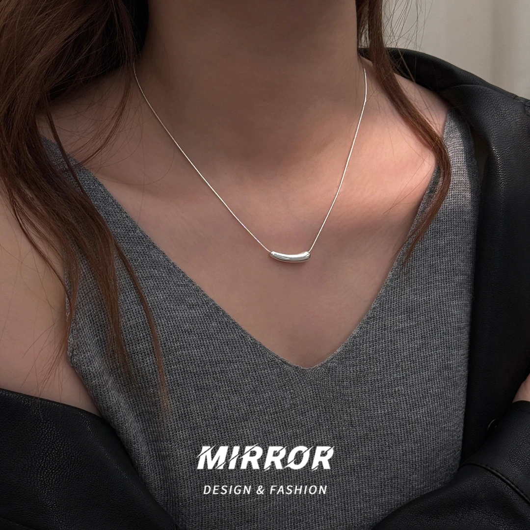 小麋人 坠链均925银 CX5961小茄子弯管微笑项链女锁骨链颈链小众