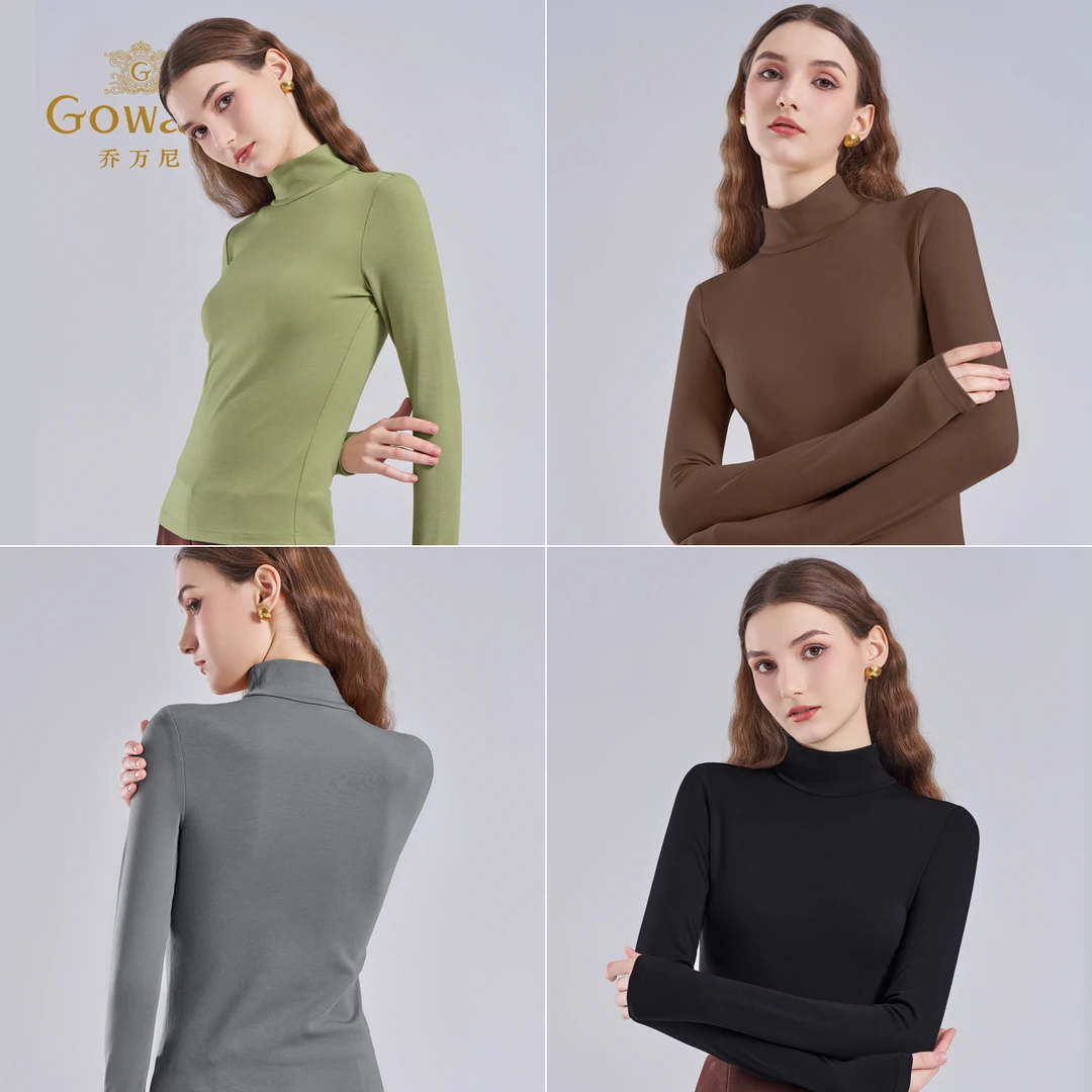 乔万尼莫代尔桑蚕丝半高领长袖针织衫轻奢百搭保暖打底衫EZ4C191