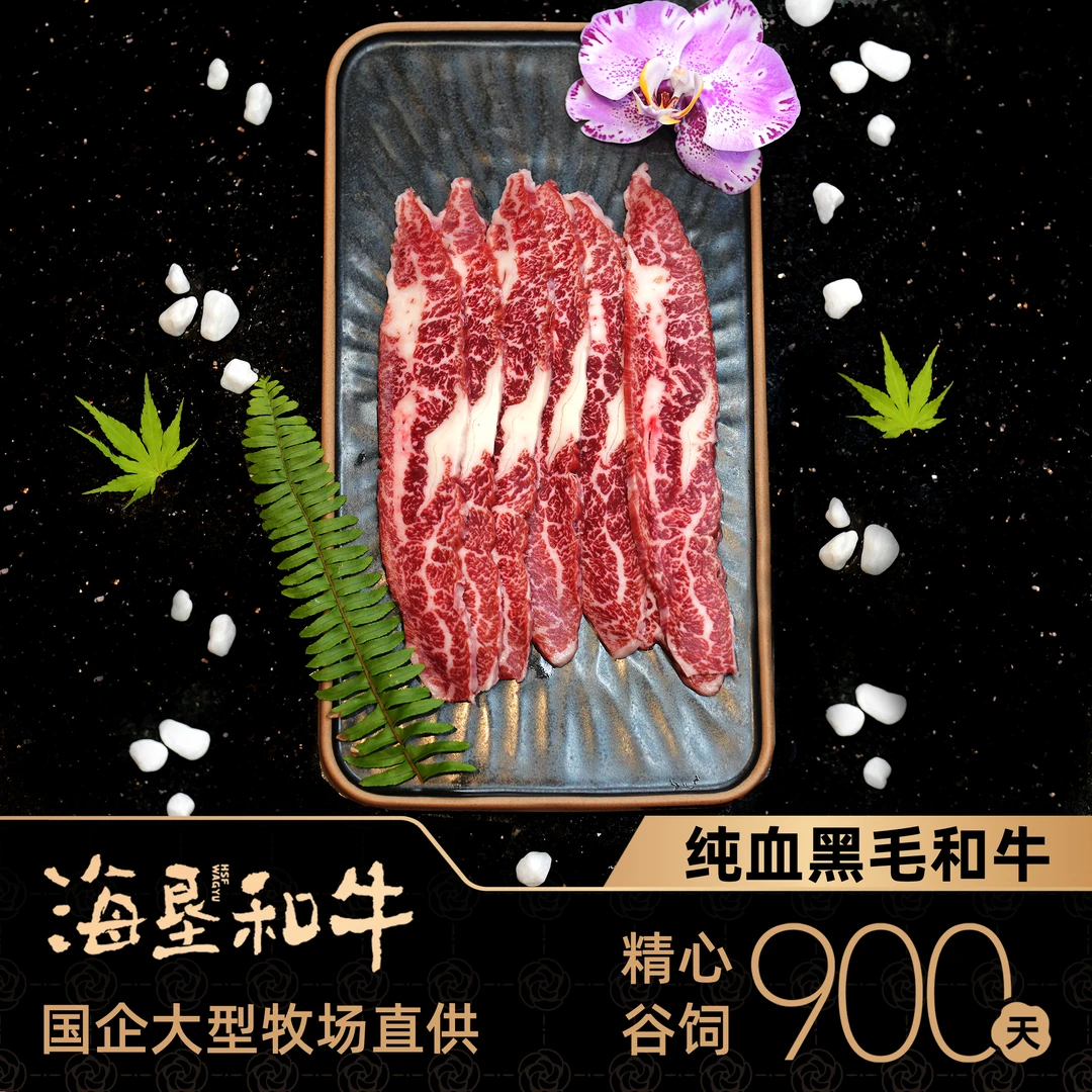 【海垦和牛】900天谷饲纯血黑毛和牛原切撒撒米牛肉片烤肉片200G