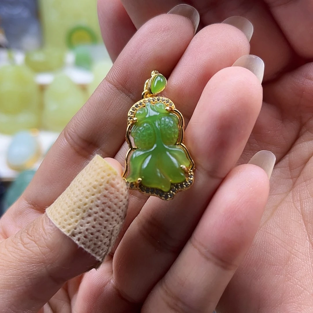 和田玉（碧玉）银S925镶嵌颈饰