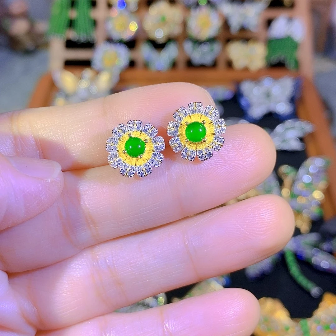 吊坠(不含链)银S925镶嵌翡翠