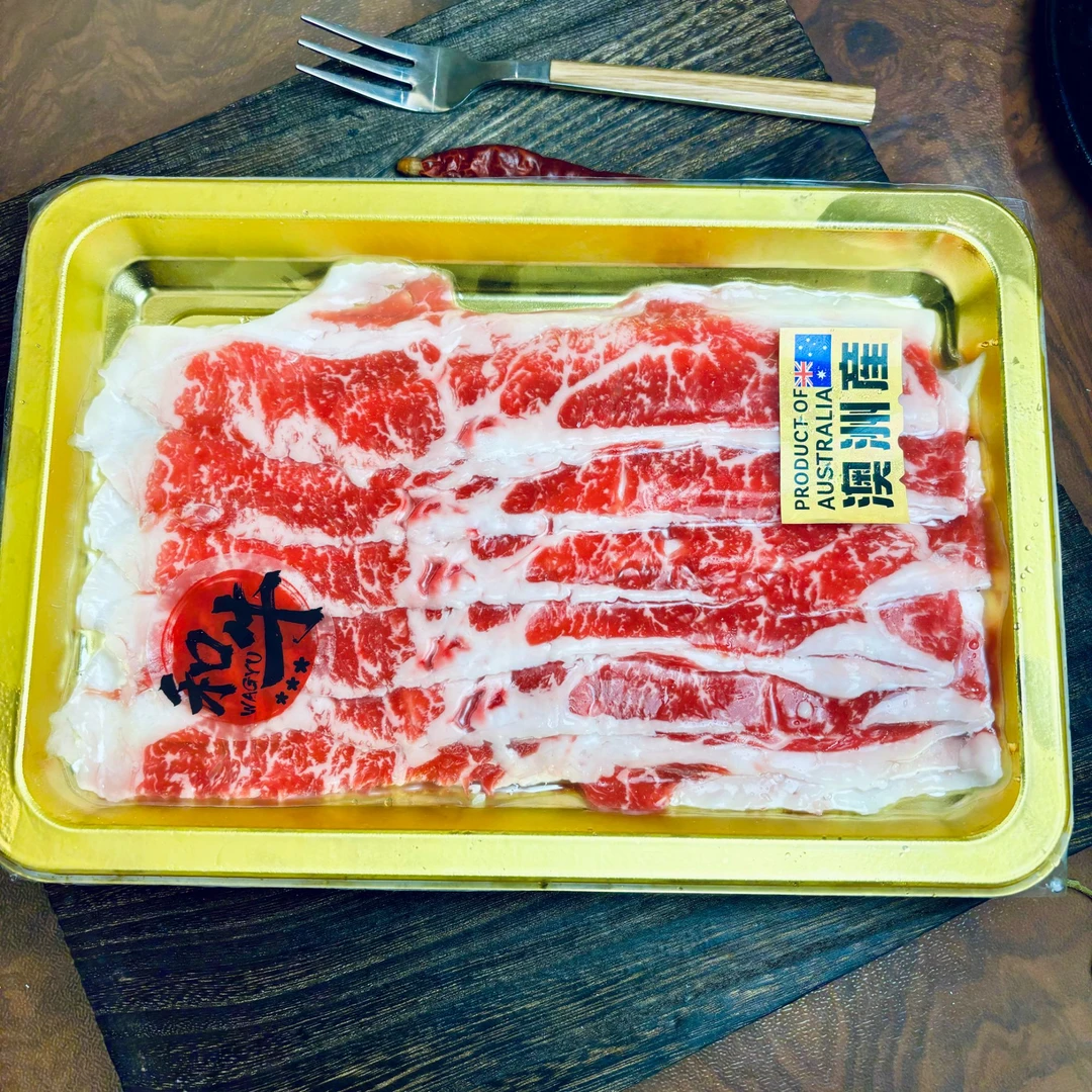 澳洲和牛原切卡努比肉片肉质香浓精修胸腹肉雪花达到M5牛肉片