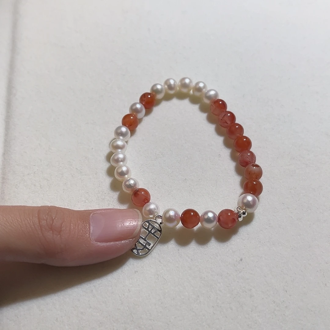 手绳银S925镶嵌淡水珍珠