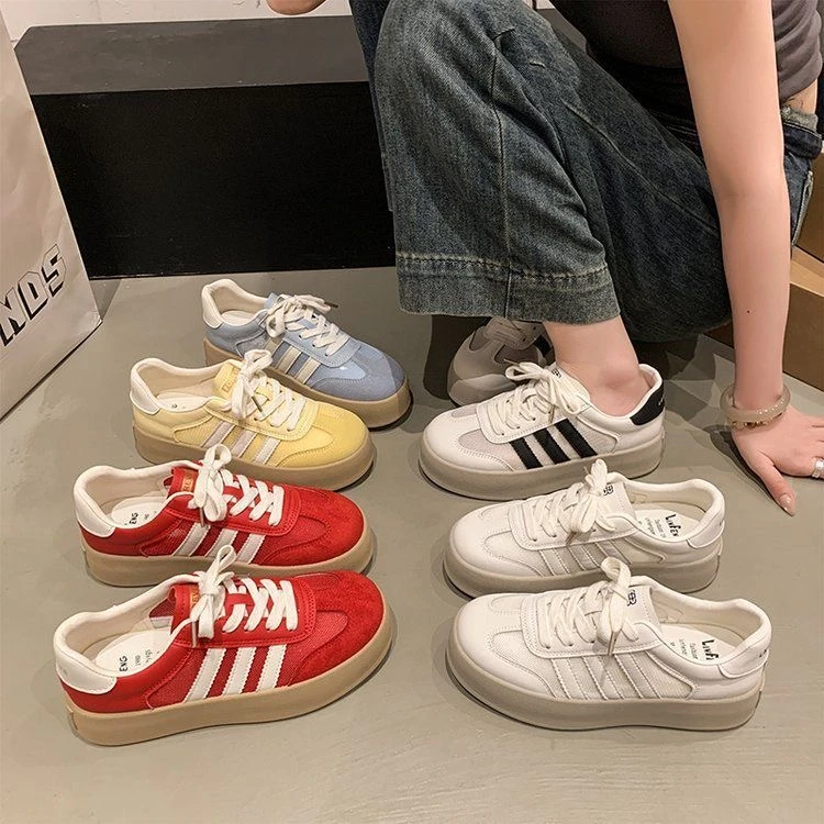 厚底德训鞋女款2025夏季新款网布透气小白鞋超火百搭休闲运动1643