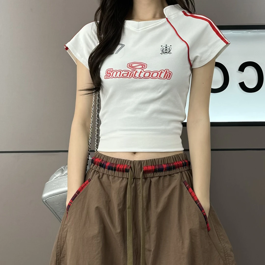 韩版气质美式辣妹修身显瘦T恤