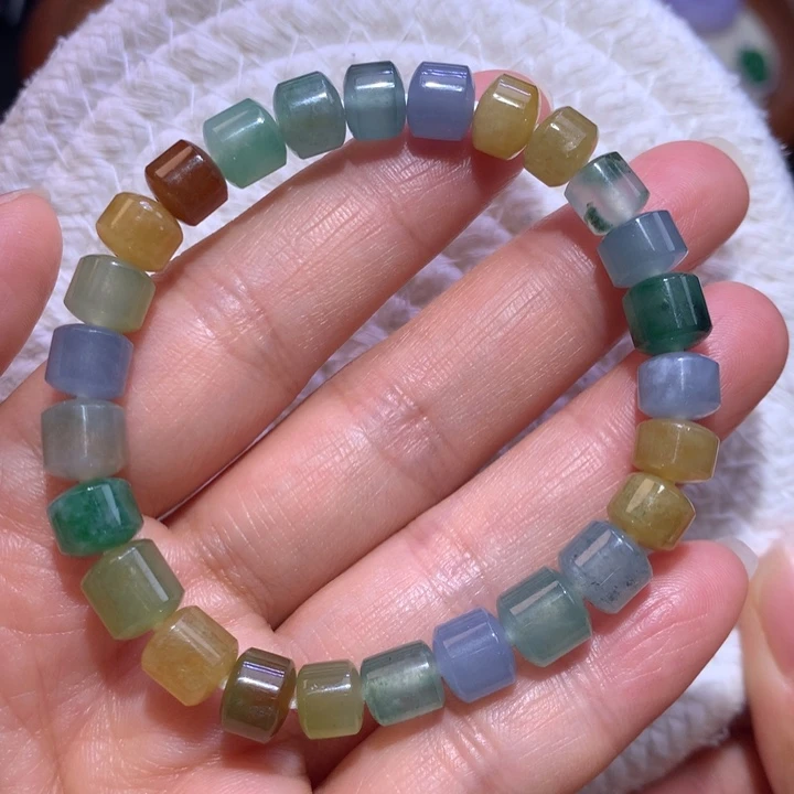 翡翠手链未镶嵌冰多宝桶珠手串