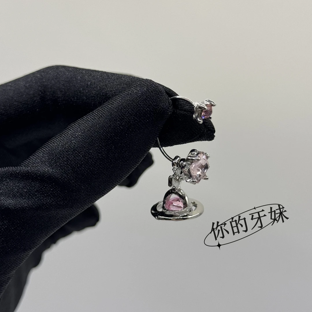 合金耳饰 单方糖土星耳夹ED123复古时尚轻奢精致百搭时尚少女