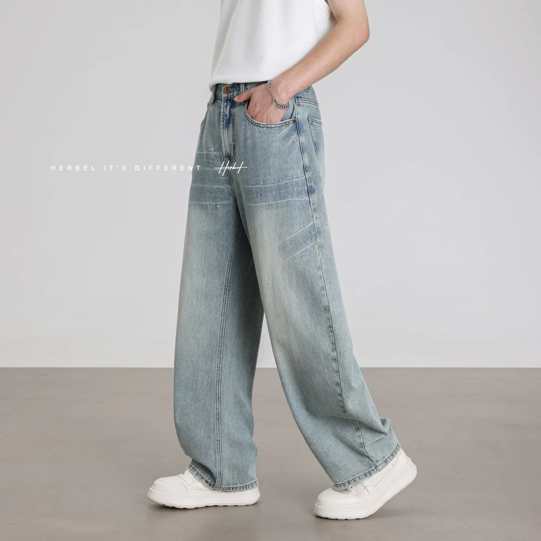 【杨毅】2025夏季纯棉牛仔休闲裤 时尚直筒长裤松弛感男士