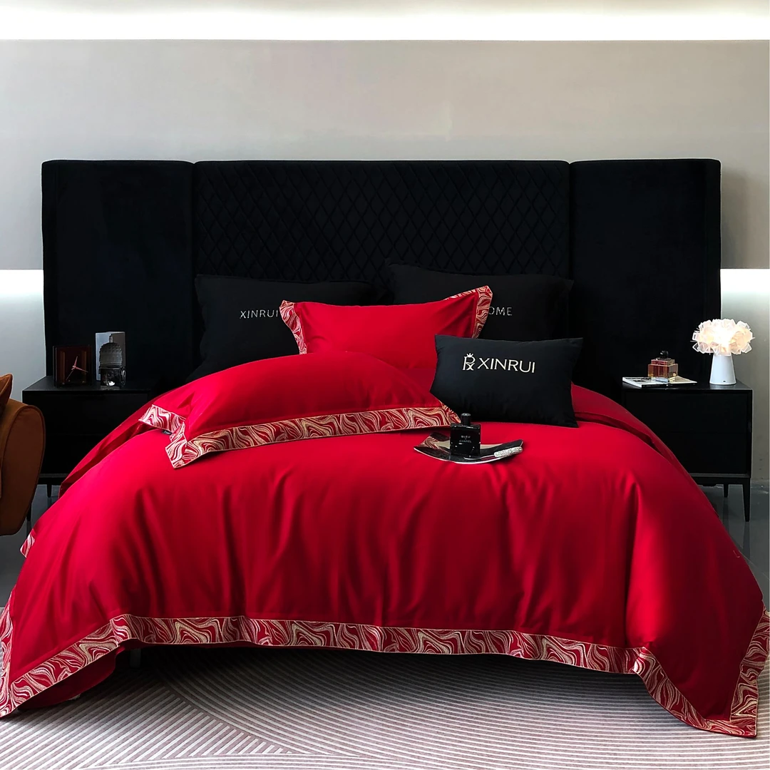 25新款轻奢全棉长绒棉系列工艺款四件套四季可用XR水漾