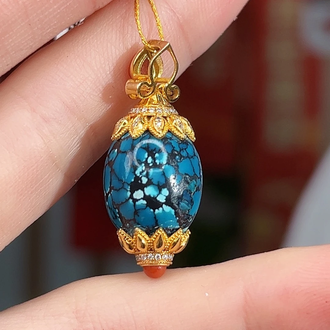 绿松石18K金镶嵌珠宝奇石