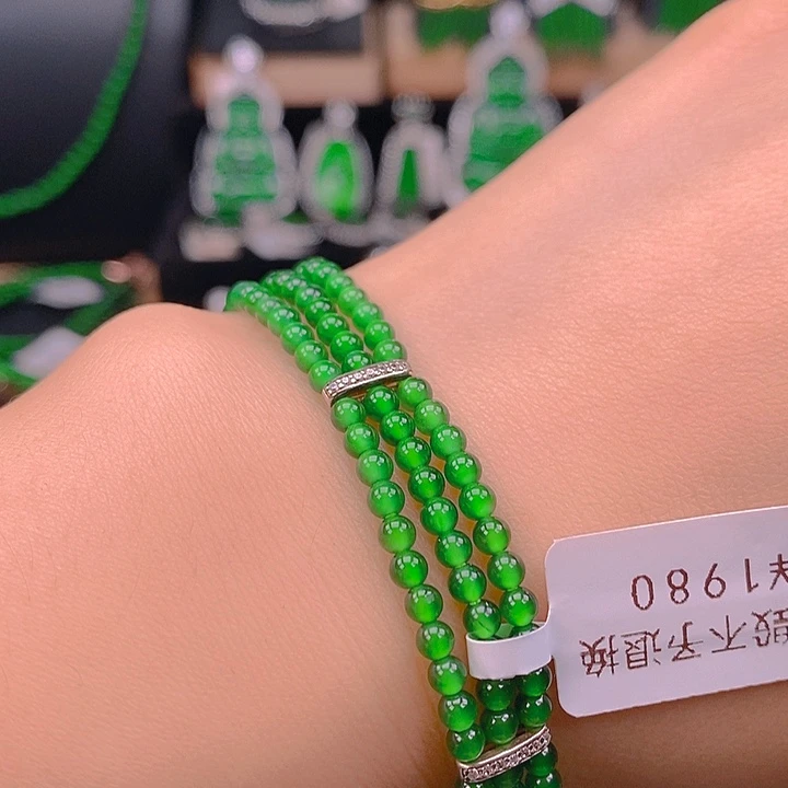 翡翠未镶嵌耳饰天然A货翡翠手链