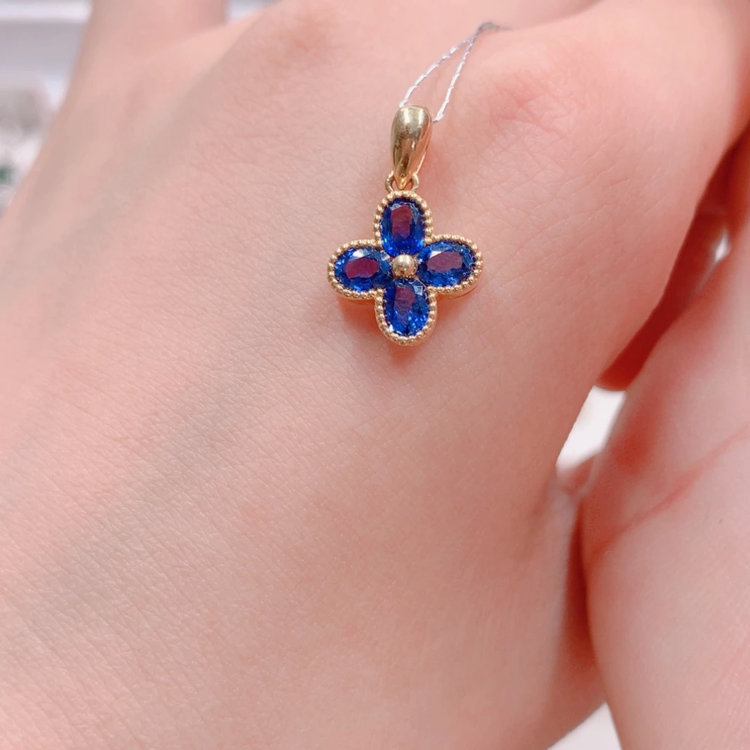 蓝宝石吊坠(不含链)18K金镶嵌