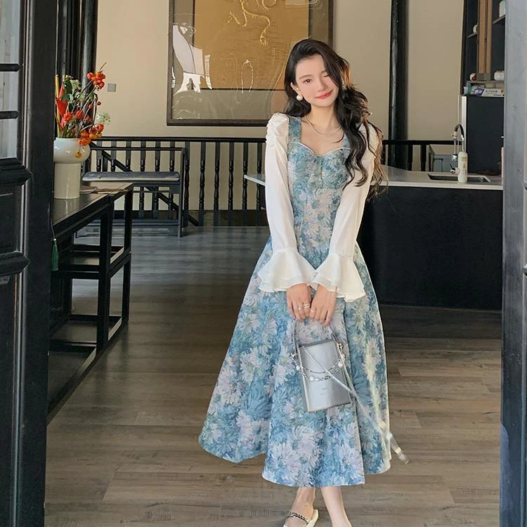 Meika-【霜华映月】秋季新款气质显瘦收腰法式连衣裙-B8165K