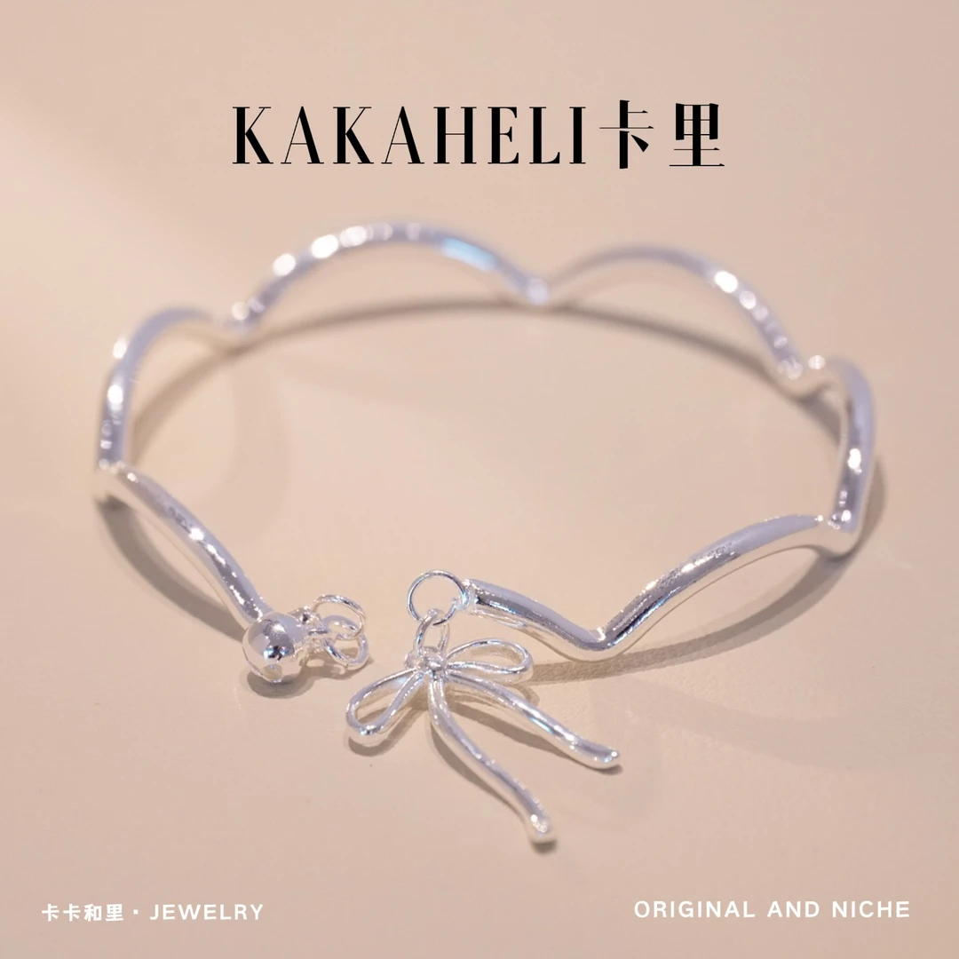 铜合金手镯 气质轻奢简约ins蝴蝶结波浪手镯 A257