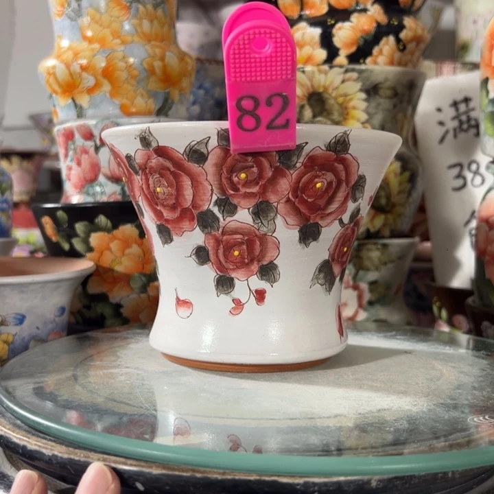 景德镇手绘花盆满38包邮偏远地区除外