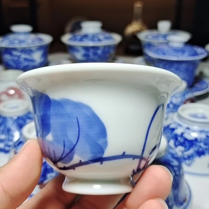 手工手绘青花压手杯
