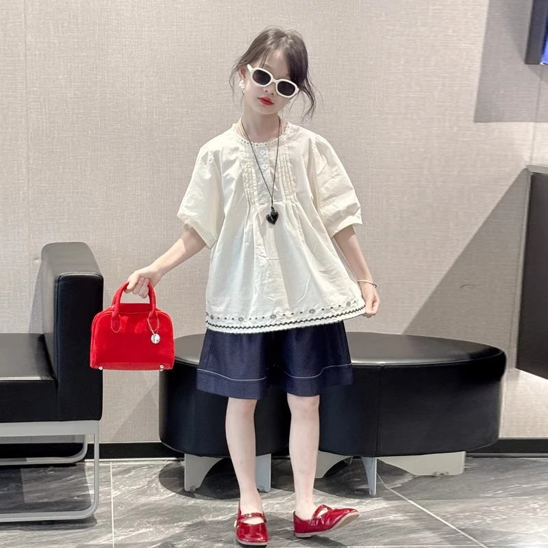女童娃娃衫夏装2025短袖女大童夏装短袖休闲上衣儿童夏季T恤衣服