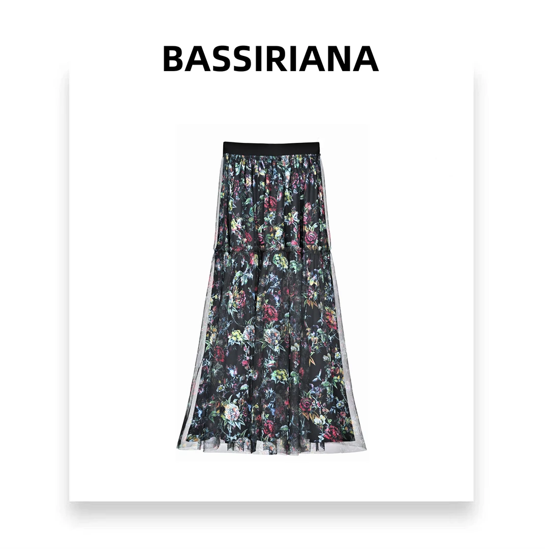 文文【BASSINIANA】时尚休闲提花显瘦百褶女士碎花半身裙211114