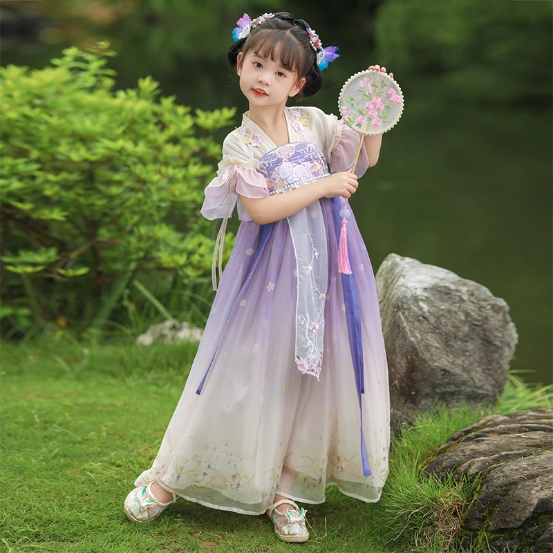新款汉服女童夏装中国风薄款襦裙古装连衣裙超仙女孩夏季唐装