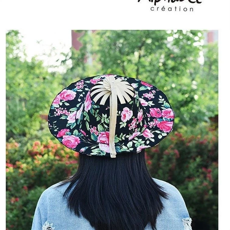 扇子帽子两用竹扇折叠帽子可以折叠的太阳帽下地干活防晒帽子百搭