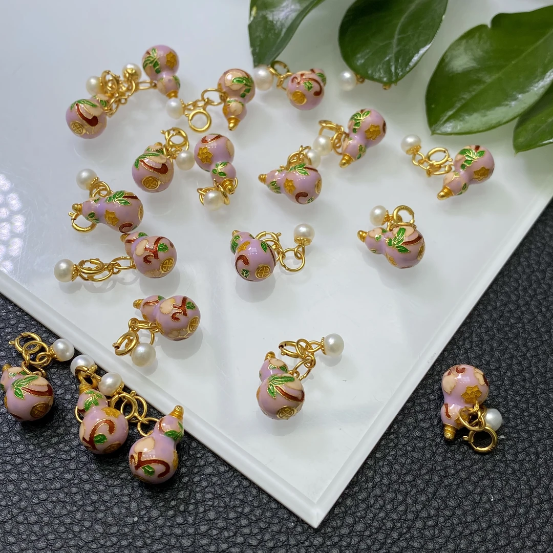 「戴琴珠宝」FR4796-银镶紫色珍珠葫芦配件-SX