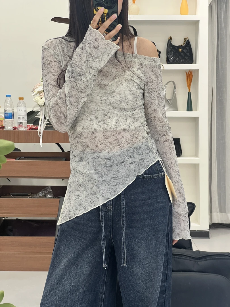 打底衫长袖女针织秋季薄款开叉毛针织衫百搭纯色